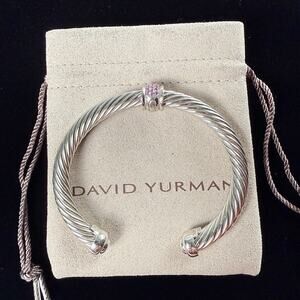 David Yurman Bracelet Cable Classics Sterling Silver Pink Sapphire 925 Box 7mm